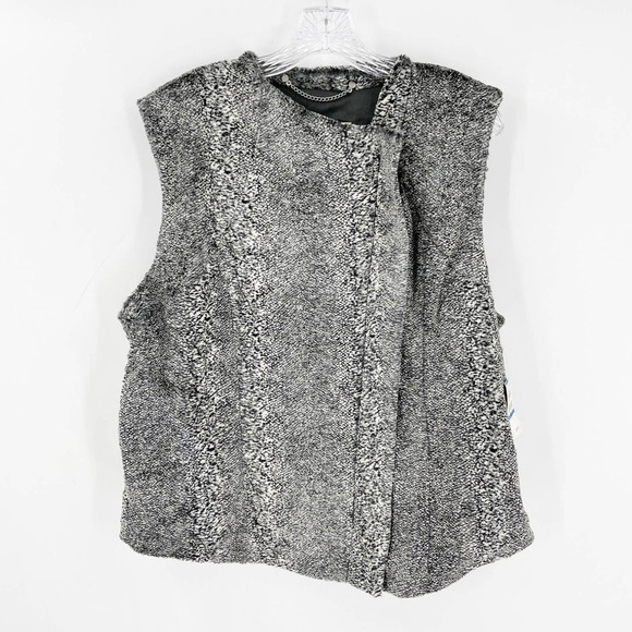 NWT Rachel Rachel Roy Heart of Darkness Faux Fur Zip Front Vest Gray - Picture 2 of 8